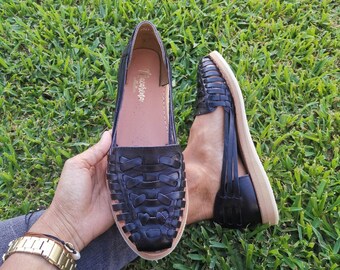 Sandalia Huarache Negra Todos los Tamaños Boho- Hippie Vintage