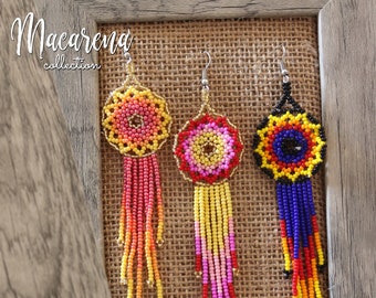 Mexican Beaded Earrings, Handmade Artisan Jewelry