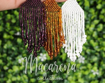 Pendientes de flores con cuentas huicholes, joyería hippie mexicana