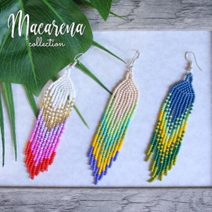 Handmade Earrings. Bead earrings. Silk Thread Earrings. Colorful Mexican Earrings.