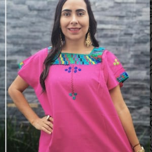 Chemisier Huipil Chiapas ~ Chemise à fleurs ~ Chemise mexicaine ~ Chemise à fleurs ethnique ~ Chemise femme ~ Bohème ~ Chemise brodée ~ Chemise faite main