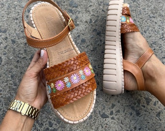 Sandalia Huarache ~ Todas las tallas Boho- Hippie Vintage ~ Estilo Mexicano ~ Cuero Colorido ~ Huaraches Mexicanos