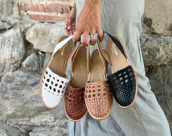 Sandales Huarache ~ Toutes les tailles vintage bohème-hippie ~ Style mexicain ~ Cuir coloré ~ Huaraches mexicaines