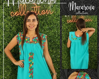 Chiapas Flowered Dress ~ Huipil Dress ~ Mexican Dress ~ Mexican Embroidered Dress ~ Ethnic Floral Dress ~ Handmade Clothes ~ Cotton Dress