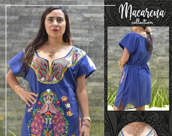 Chiapas Flowered Dress ~ Huipil Dress ~ Mexican Dress ~ Mexican Embroidered Dress ~ Ethnic Floral Dress ~ Handmade Clothes ~ Cotton Dress