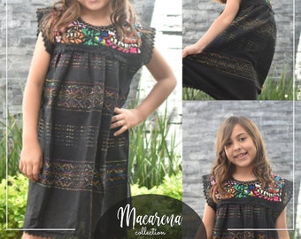 Traditional Mexican Flowered Dress for Little Girls ~ Girl Dress ~ Floral Dress ~ Mexican Dress with Flowers