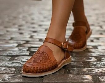 Huarache Sandal ~ All Sizes Boho- Hippie Vintage ~ Mexican Style ~ Colorful Leather ~ Mexican Huaraches~ Ankle Strap Sandal