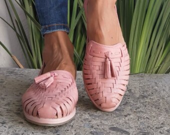 pink mexican huaraches