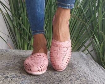pink mexican huaraches