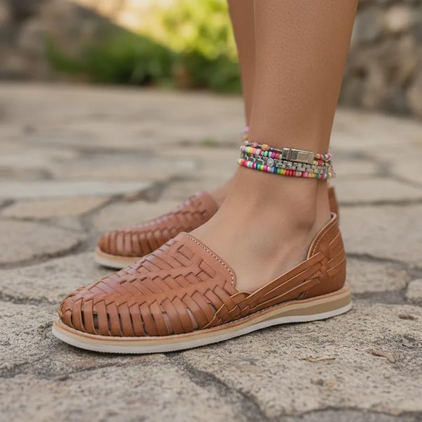 Sandalias Huarache ~ Todas las tallas Estilo bohemio-hippie vintage ~ Estilo mexicano ~ Cuero colorido ~ Huaraches mexicanos ~ Zapatos de verano