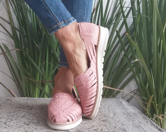 pink mexican huaraches