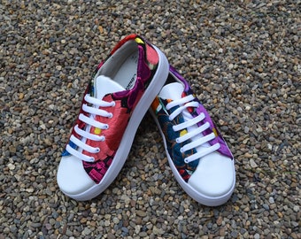 ladies embroidered trainers