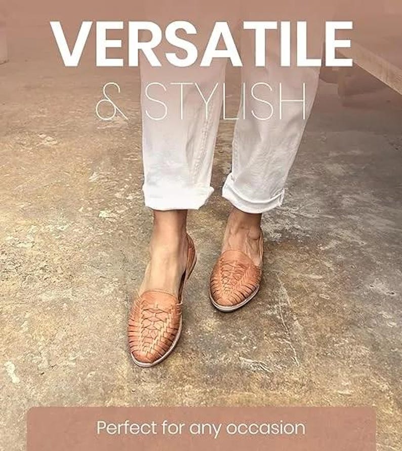 Handmade Leather Huarache Sandal – Tan Mexican Style Summer Shoes image 11