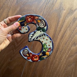 House Number Tiles, Number Tiles Handmade Mexican Talavera Ceramic, Home Decor, Colorful Tiles image 9