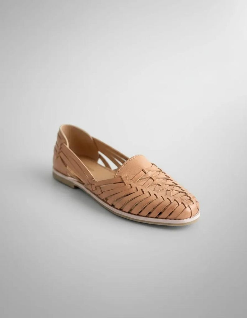 Handmade Leather Huarache Sandal – Tan Mexican Style Summer Shoes image 10