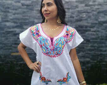 Colorful Ladies Chiapas Traditional Mexican Blouse Huipil | Etsy