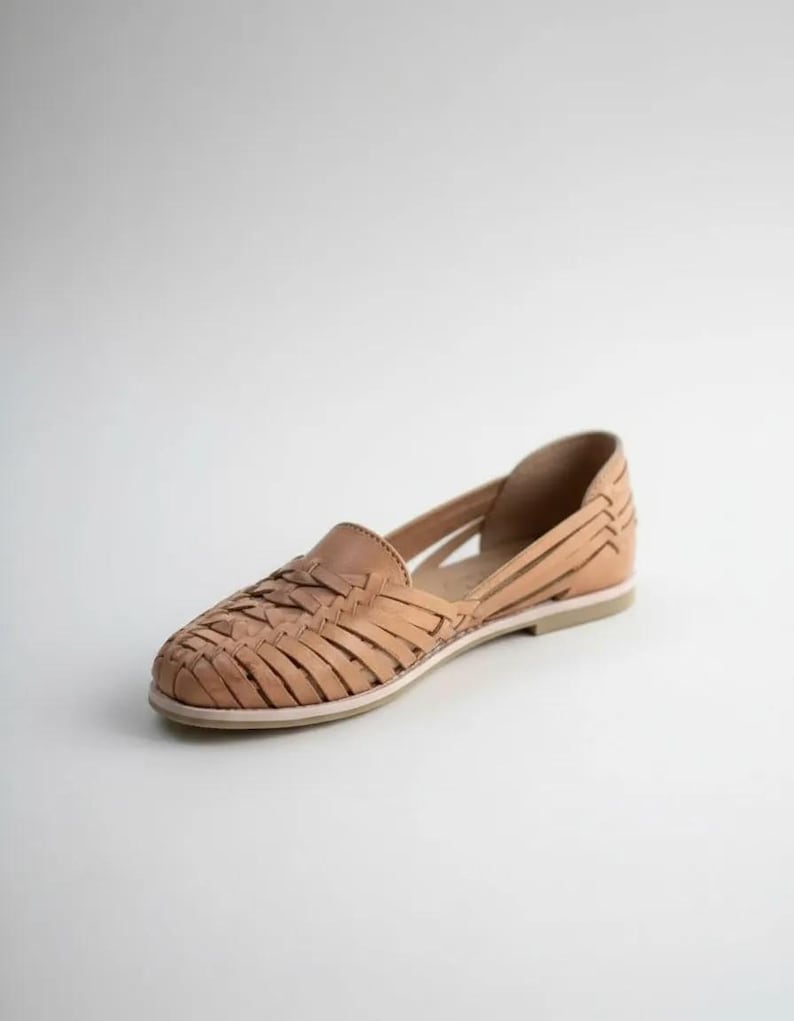 Handmade Leather Huarache Sandal – Tan Mexican Style Summer Shoes image 9