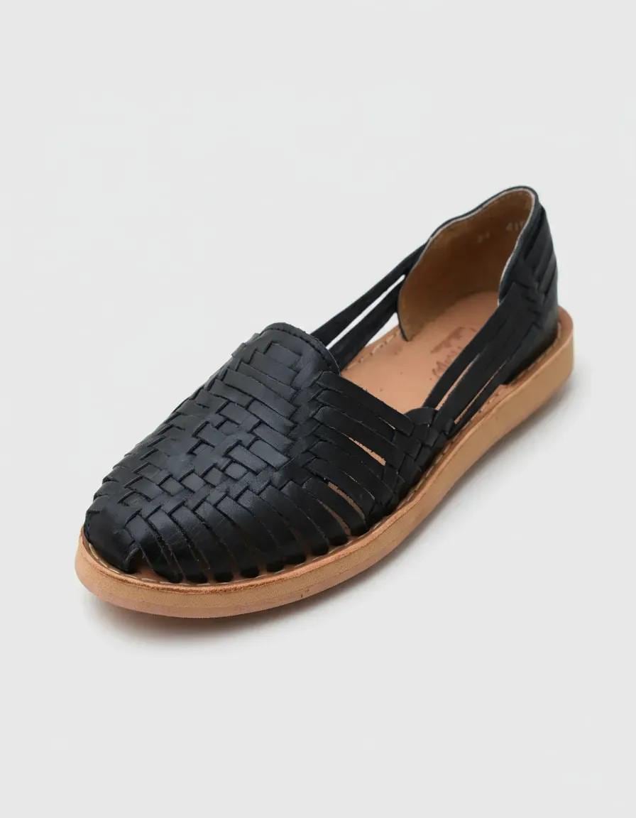 Black Leather Huarache Sandals – Handmade Mexican Boho Shoes - Etsy