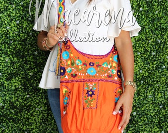 Handmade Embroidered Cloth Shoulder Bag, Vintage Style Mexican Bag