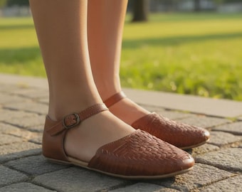 Handmade Leather Huarache Sandals – Mexican Ankle Strap Shoes