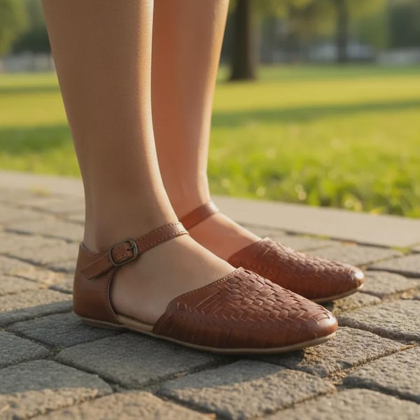 Handmade Leather Huarache Sandals – Mexican Ankle Strap Shoes