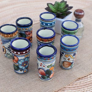 Blue Talavera tequila glass, Blue Talavera Bachelorette Party Weekend Glass (1pz) - Tequila shot - Bridesmaid shot glasses - Party gifts