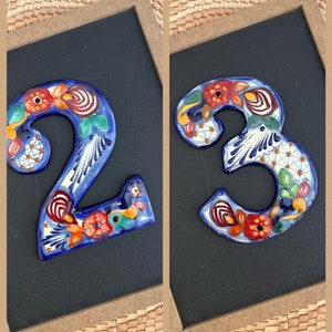 House Number Tiles, Number Tiles Handmade Mexican Talavera Ceramic, Home Decor, Colorful Tiles image 4
