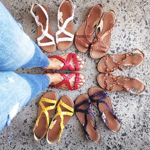 Sandales Huarache ~ Toutes les tailles vintage bohème-hippie ~ Style mexicain ~ Cuir coloré ~ Huaraches mexicaines