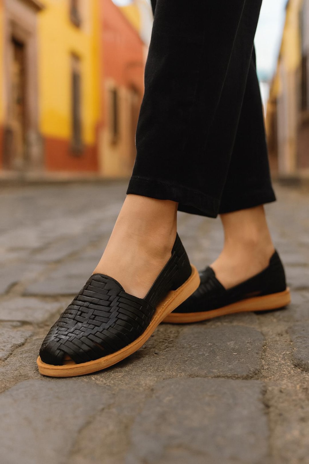 Black Leather Huarache Sandals – Handmade Mexican Boho Shoes - Etsy