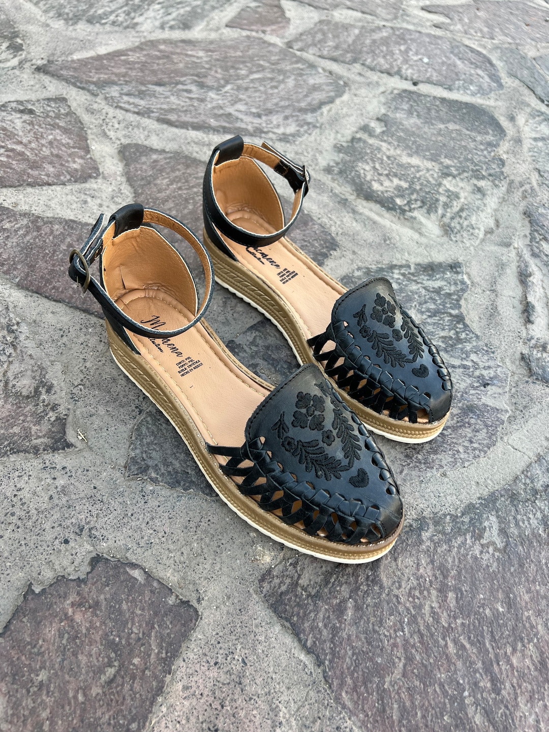 Black Huarache Sandal All Sizes Boho- Hippie Vintage Mexican