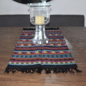 Beautiful embroidered table runner. Handmade Mexican table runner. Colorful Artisan table runner. Flowered table runner