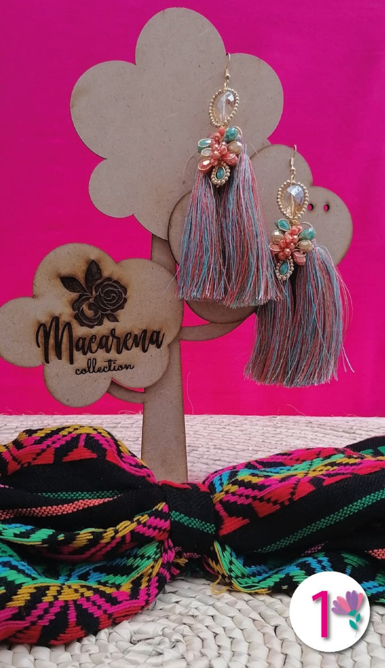 Floral Earrings Traditional Mexican Earrings Handmade Earrings Gift for Her. Mexican Wedding Earrings Mexican Artisan Earrings
