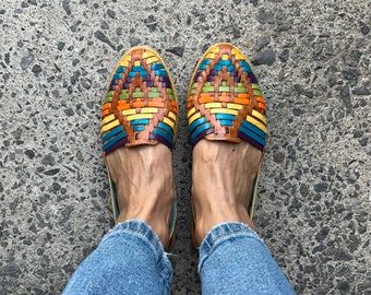 Huarache Sandal ~ All Sizes Boho- Hippie Vintage ~ Mexican Style ~ Colorful Leather ~ Mexican Huaraches ~ Colorful Huaraches