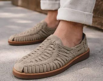 Mens Suede Huarache Sandals – Handmade Mexican Shoes