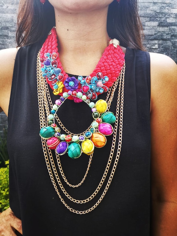 Collar De Palma Mexican Jewelry Boho Hippie Estilo Joyería