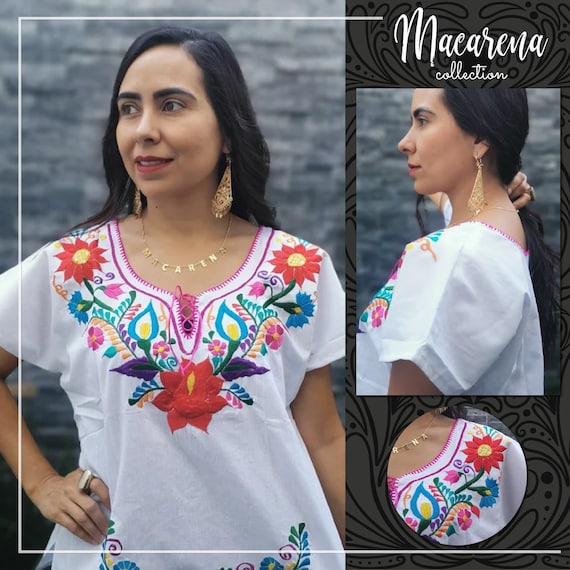 Vibrar Desviar Relativo Blusa Blanca Huipil Chiapas Mujer Bordada a Mano Camisa - Etsy México