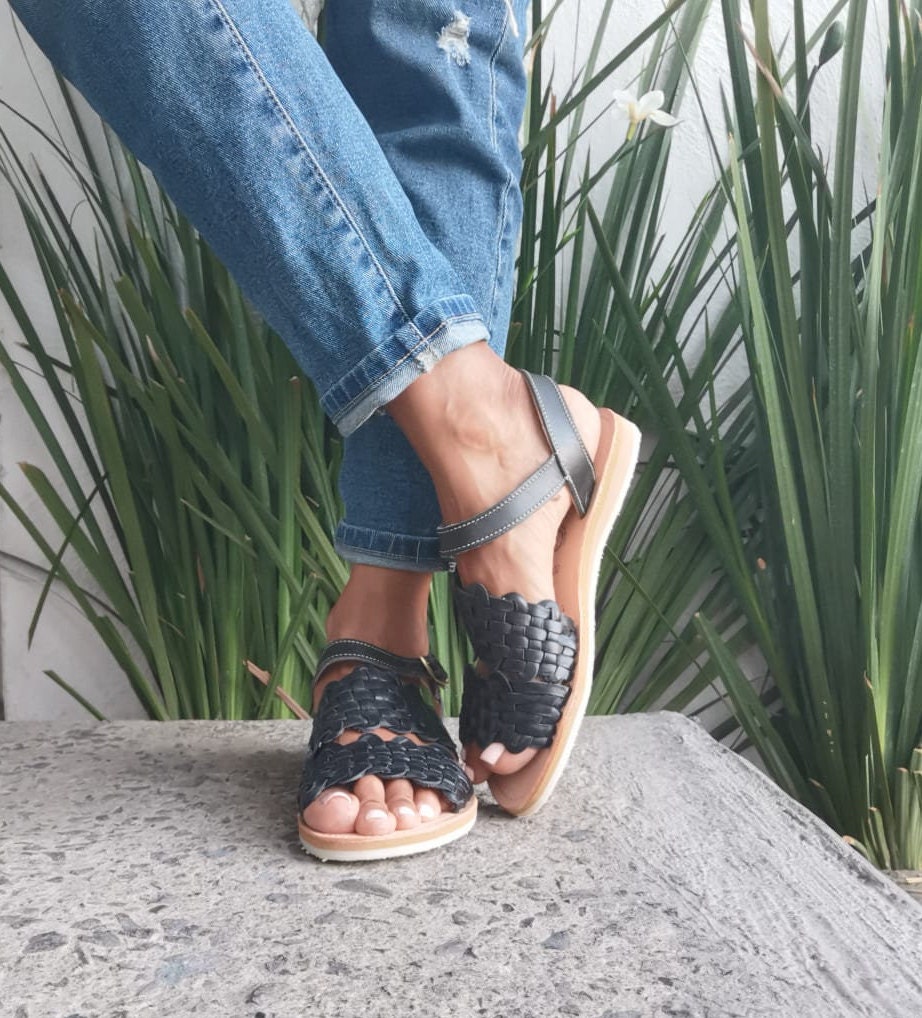 Black Huarache Sandal All Sizes Boho Hippie Vintage | Etsy