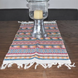 Beautiful embroidered table runner. Handmade Mexican table runner. Colorful Artisan table runner. Flowered table runner