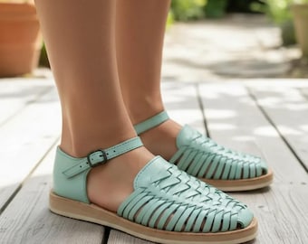 Huarache Sandal ~ All Sizes Boho Style - Hippie Vintage Style ~ Mexican Style ~ Colorful Leather ~ Mexican Huaraches~ Ankle Strap Sandal