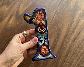 House Number Tiles, Number Tiles Handmade Mexican Talavera Ceramic, Home Decor, Colorful Tiles