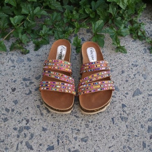 Girls Huarache Sandal All Sizes Boho Hippie Vintage Mexican Style Colorful Leather Mexican Huaraches Kids, Childrens image 3