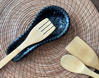 Handmade Talavera Ceramic Spoon Rest, Mexican Kitchen Decor
