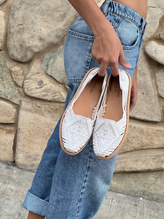 All white huaraches with jeans online