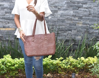 Handmade Leather Tote Bag - Mexican Crossbody Bag with Straps