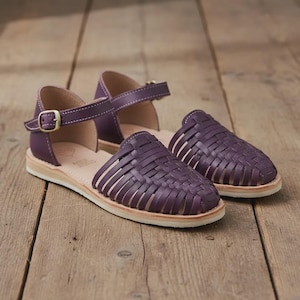Handmade Leather Huarache Sandals – Mexican Ankle Strap Shoes image 4