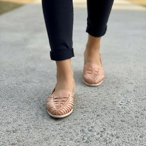 Handmade Leather Huarache Sandal – Tan Mexican Style Summer Shoes image 6