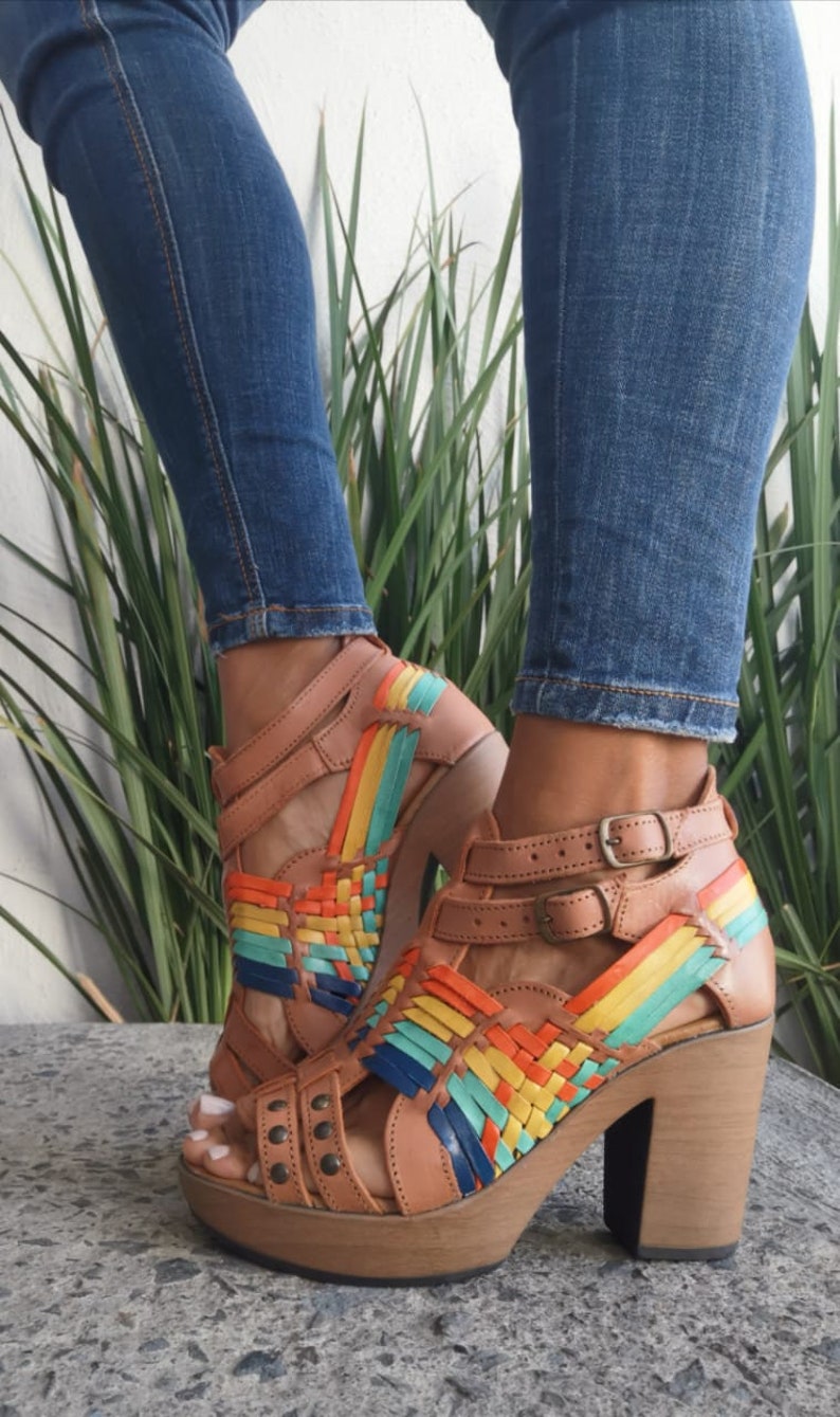 Huarache Sandal ~ All Sizes Boho- Hippie Vintage ~ Mexican Style ~ Colorful Leather ~ Mexican Huaraches 