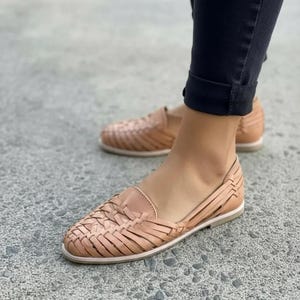 Handmade Leather Huarache Sandal – Tan Mexican Style Summer Shoes image 7