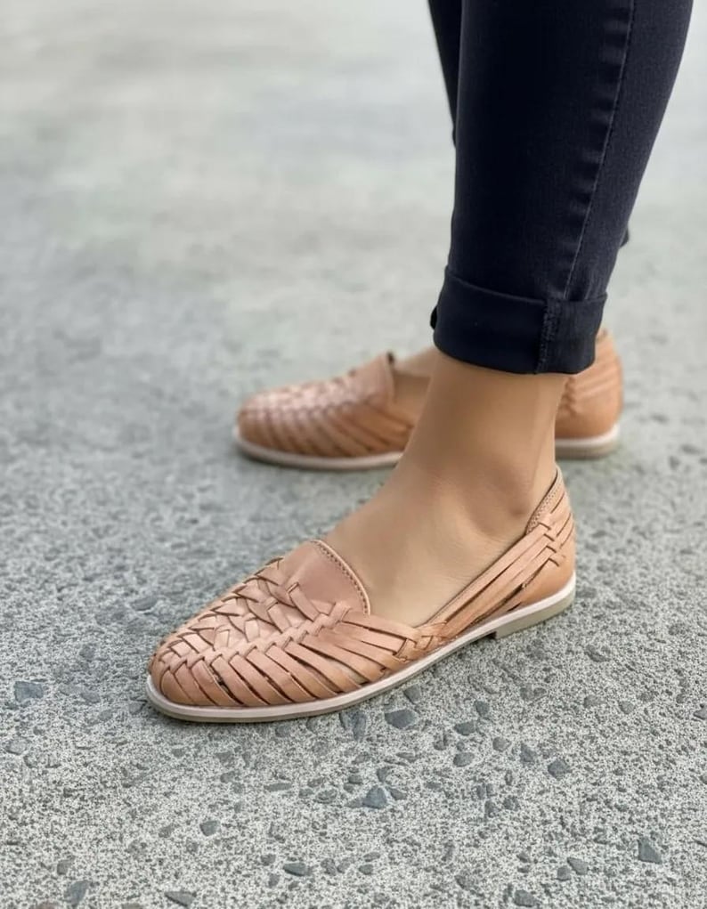 Handmade Leather Huarache Sandal – Tan Mexican Style Summer Shoes image 7