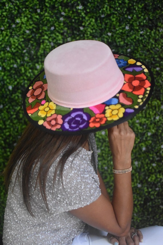 Sombrero Bordado de Flores Sombrero - Etsy México